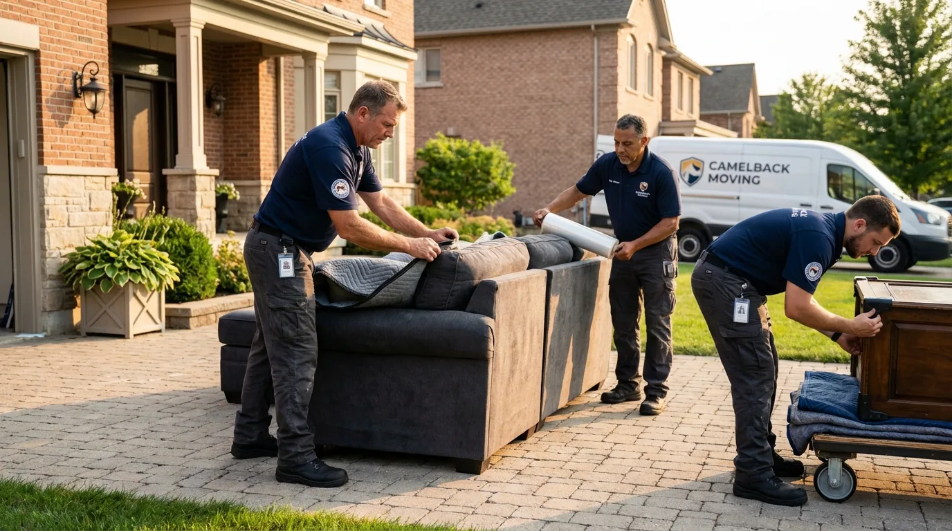 Large estate moving crew wrapping furniture in Waurika, OK